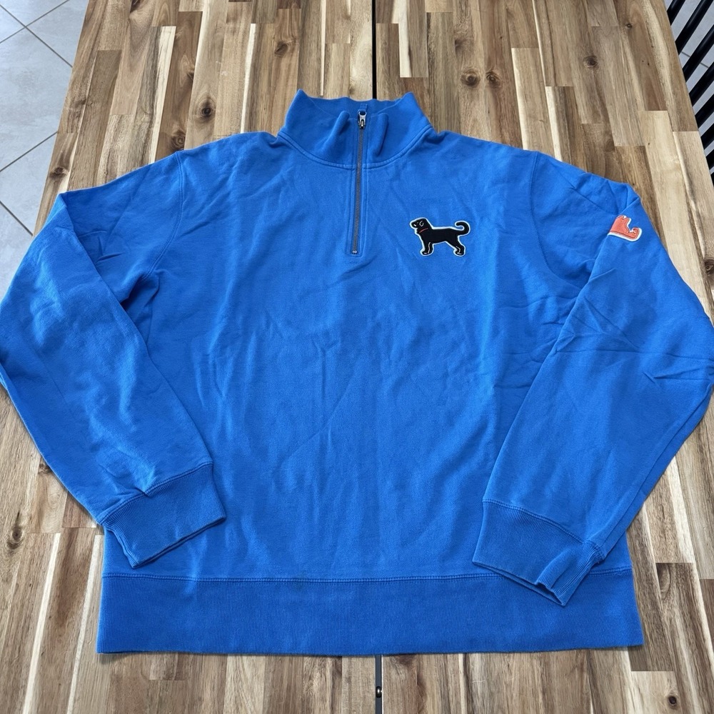 The Black Dog Mens 2XL Blue 1/4 Zip Sailing Embroidered Pullover Sweatshirt
